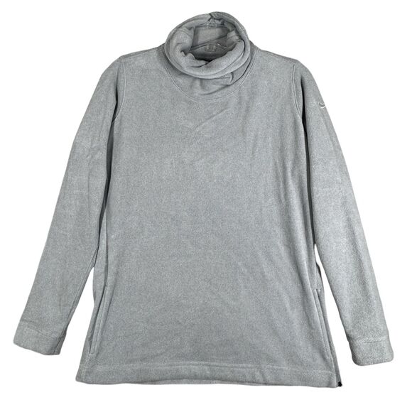 Nike Shirt Womens Large Gray‎ Fleece Polar Dri-fit Mock Neck Sweatshirt Neutral - Picture 1 of 10
